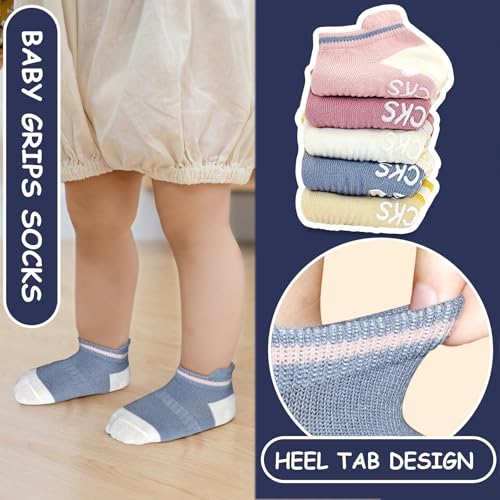 SkiBeaut Baby Socks Ankle Toddler Socks Kids Grips Low Cut Socks Non Slip Grippers Boys Girls Socks for 0-7 Years 5 Pairs3