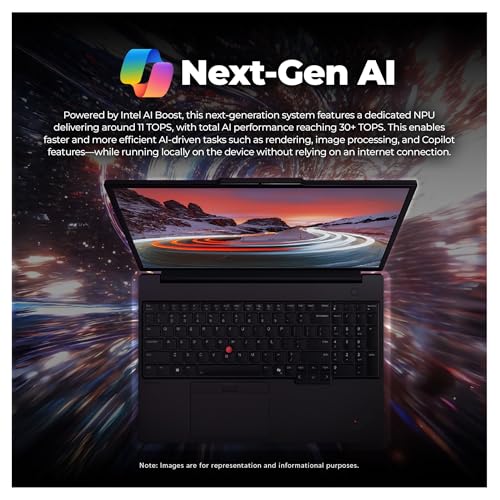 Image of Lenovo ThinkPad P16s Gen 4 Mobile Workstation, Intel Ultra 7-255H, 96 GB DDR5 RAM, 4 TB PCIe SSD, 16 inch WQUXGA (3840x2400) Touchscreen, Intel R Graphics, Backlit Keyboard, W11 Pro, Black+Traix Mousepad