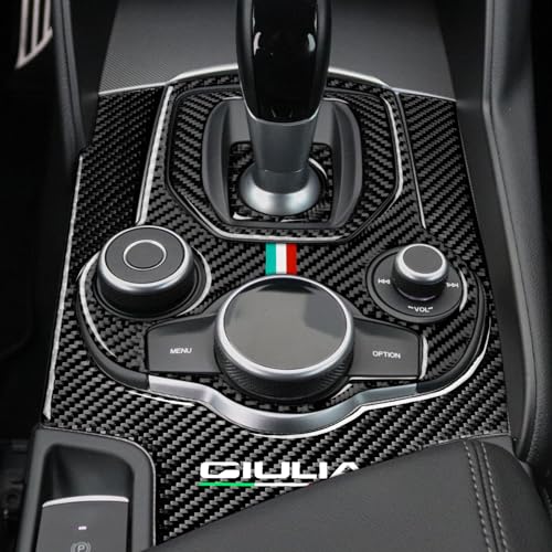 Image of Car Gear Shift Cover Sticker Carbon Fiber Decal Trim Center Console Panel Trim Wrap fits for Alfa Romeo Giulia 2016 2017 2018 2019 Accessories - Stelvio NOT FIT