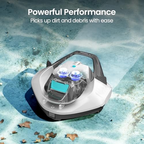 Image of AIPER Seagull SE 2025 Cordless Robotic Pool Vacuum with 1200GPH Strong Suction, Lasts 90 Mins Runtime, LED Indicator,Pool Vacuum for Above-Ground Pool up to 40 Feet, Snow White & Teal