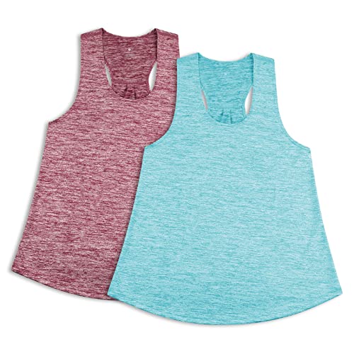 HomyComy Camisetas Sin Mangas de Deportivas para Mujer,Camiseta Tirantes Fitness Tops Camisa de Yoga Pack de 2 Cover