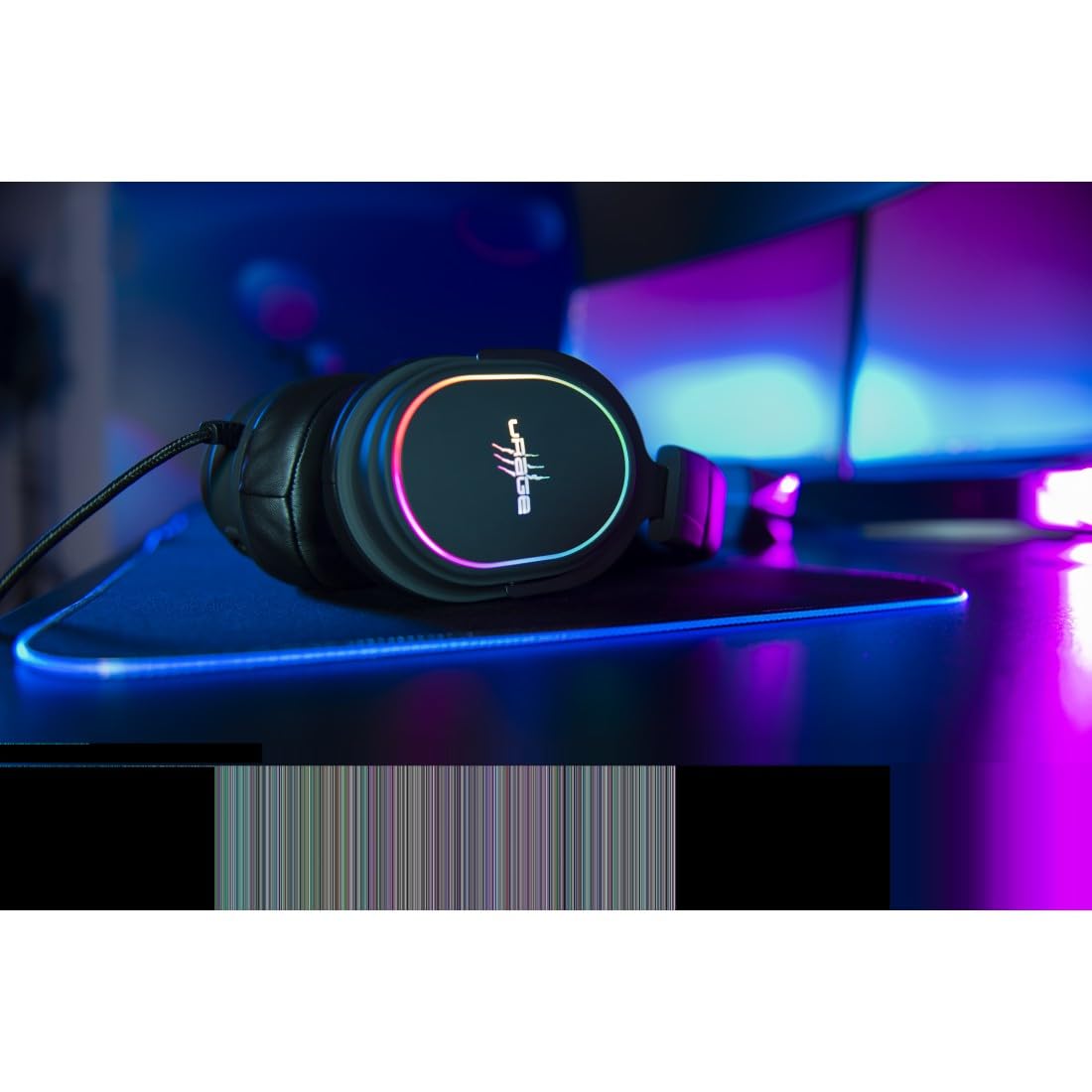 uRage Casque Micro Gaming (Casque Gamer optimisé PC PS5, certifié DTS X, Casque de Jeu Son Virtual Surround 7.1, LED RGB, Micro Amovible, Cable USB-A 2.2m) Noir