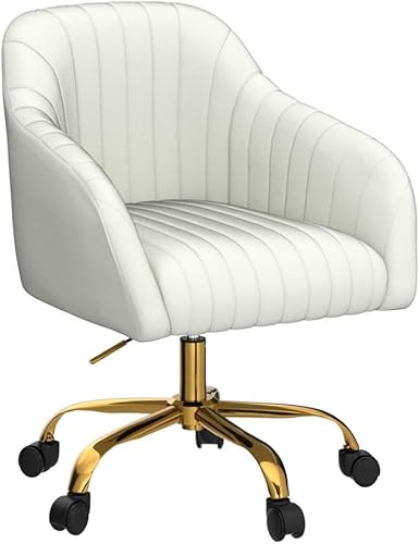 Miniatura 37 de TINA'S HOME Silla de escritorio de terciopelo para oficina en casa con base dorada, moderna y bonita silla de trabajo para computadora, ruedas Color