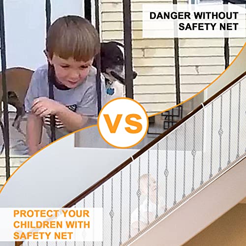 Feestars Baby Safety Net, Stairway Net/Banister Guard For Child, Railing Safety Netting For Stairs Balcony Deck-Indoor & Outdoor (118" X 35") #TOP2