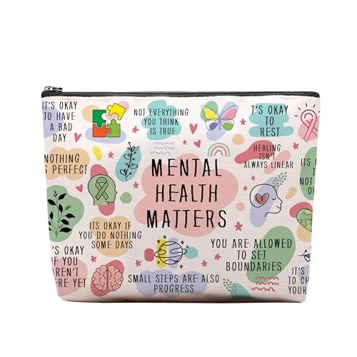 Mental Health Gifts Makeup Bag - Awareness Gift, Daily Affirmation, Positive Quotes Cosmetic Bag for Women