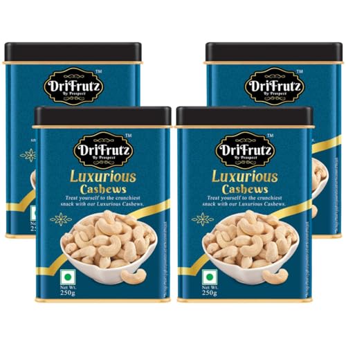 Image of DRIFRUTZ Luxurious Cashew W210 | 1 kg (250g x 4) | Whole Cashew Kernels | Meant for Curated Gifting, Specialty Cuisine, Dry Fruit Assortments, and Formal Presentation