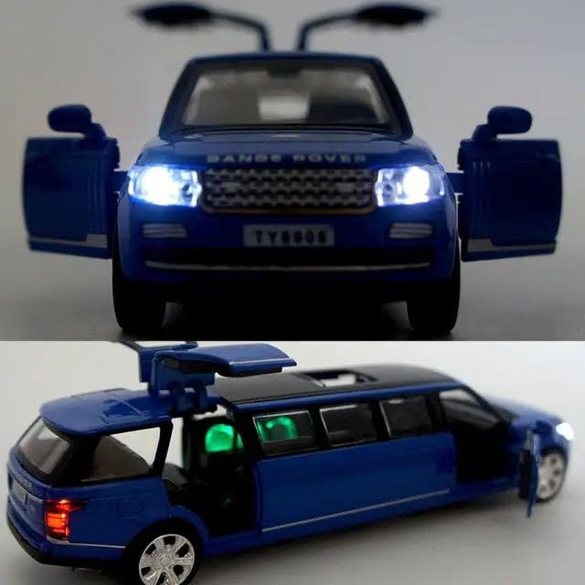 Image of FEXXA 1:32 Scale Long Range Rover Die-Cast Metal Car with Sport car Openable Doors Light and Sound,Pull Back Function Indoor Outdoor Toy for Kids (Blue)