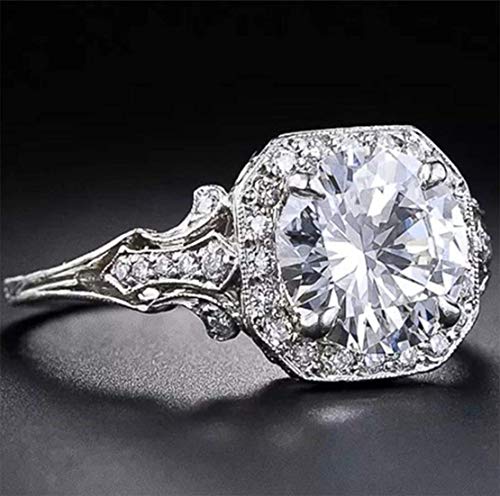 Aimys Vintage 2.6CT White Topaz 925 Silver Cubic Zirconia CZ Bridal & Engagement Ring Sizes 5 to 10 (6)2
