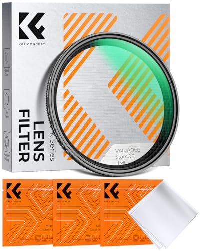 K&F CONCEPT Variabler 77mm Sternfilter 4 Punkte, 8 Punkte für Sternenlichteffekte (Nano-Klear)