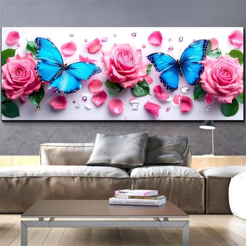 Peinture diamant rose et papillon Mefooge 90x180cm