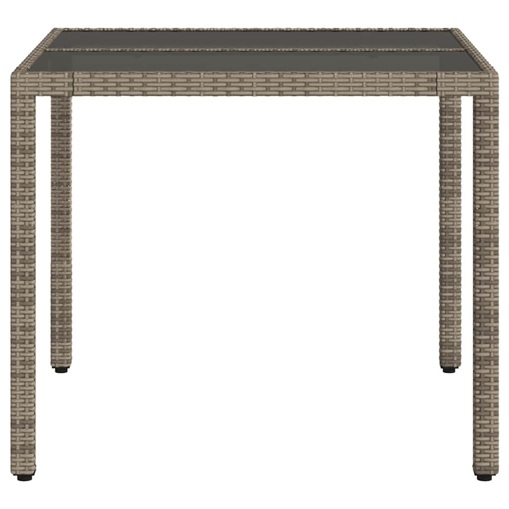 Generisch Gartentisch mit Glasplatte Grau 90x90x75 cm Poly Rattan,Möbel,Gartenmöbel,Gartentische-365526