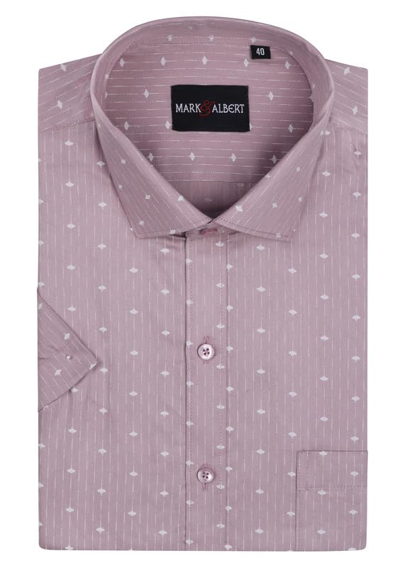 Image of MARK & ALBERT Men's 100% Cotton Printed Half Sleeves Regular Fit Shirt for Men