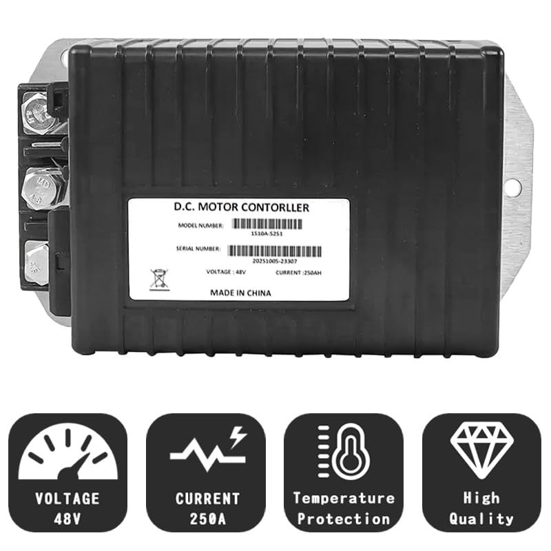 48V 250A Golf Cart Speed Controller Compatible with Curtis 1510-5201 Club Car Controller for 2000-2008 IQ System Golf Carts, Replacement for 1510A-5251