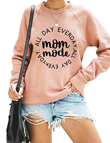 Blooming Jelly Women's Cute Graphic Sweatshirt Crewneck Raglan Long Sleeve Loose Pullover Top(Pink,M)