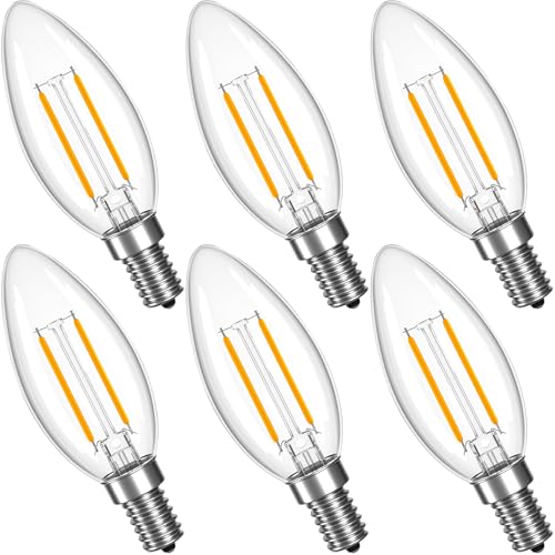PADMO LUDAZ Dimmable B11 LED E12 Bulb 25 Watt Candelabra BulbsEqual 2W 25 Watt Type B Light Bulb Warm White 2700K 200LM for Chandelier Crystal Candle Cights Lamp Pack of 6