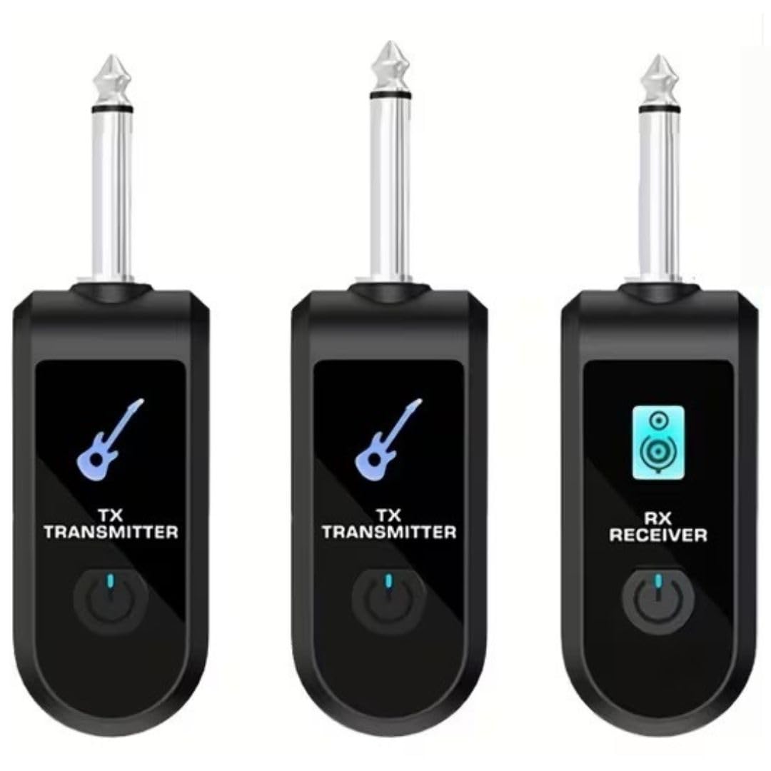 kh Wireless Guitar System One Transmitter to Two Receivers | Built-in Rechargeable Battery | 6.35mm Plug Wireless Audio Transmitter & Receiver for Electric Guitar, Bass, Violin, Amplifier, Mixer-image-10
