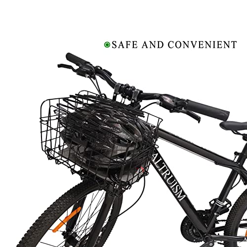 Bike Basket Front Bicycle Basket Front Handlebar Detachable Metal Adjustable Height Bike Baskets For Adult Bikes Womens Storage Pet Dog Foldable Bike Basket Bike Accessories (Black) #TOP7