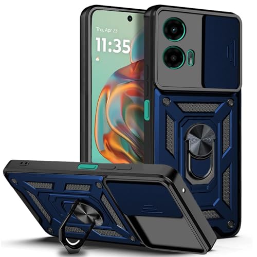 Image of Luxe Back Cover for Motorola G34 5G / Motorola G45 5G | D10 Tough Armor | Sliding Camera Shield | 360 Protection | Kickstand Ring Holder | Military-Grade Shockproof Bumper