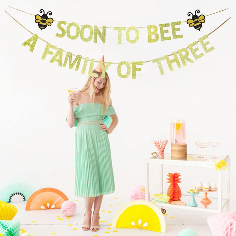 KUNGOON „Soon To Bee A Family Of Three“ Banner – Süßes Hummel-Party-Deko Für Babyparty