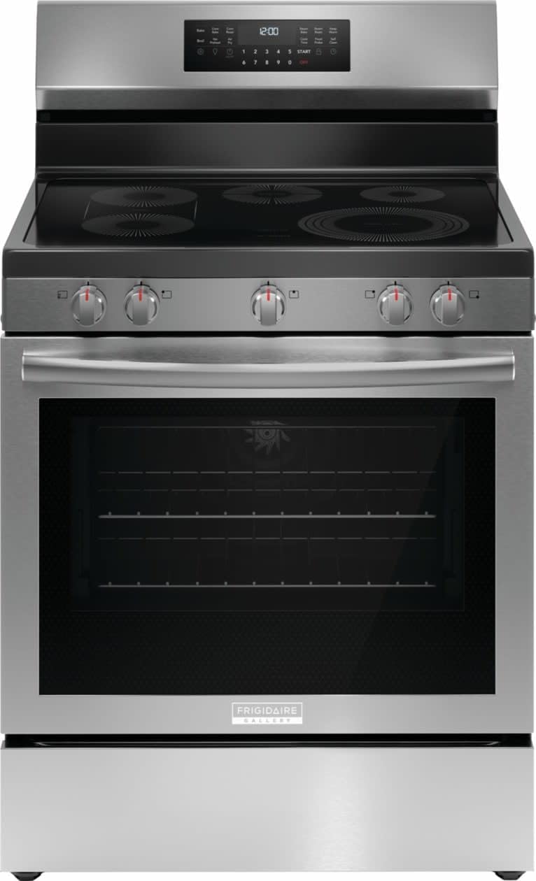 Frigidaire Gallery 30 in 5 Burner Element Freestanding Range in Stainless Steel with True Convection and Air Fry GCRE3060BF