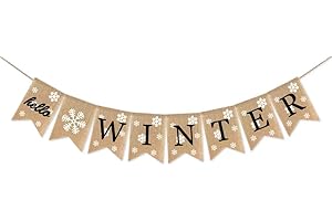 Jute Burlap Hello Winter Banner