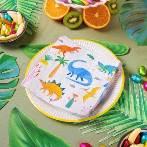 Celebración temática de dinosaurios con 240 servilletas Talking Tables de papel 2