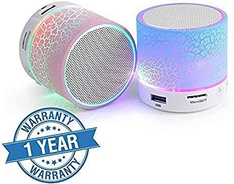 esuav Wireless LED Bluetooth Speakers S10 Handfree with Calling Functions & FM Radio for All Android & iPhone Smartphones (One Year Warranty, Assorted Colour)