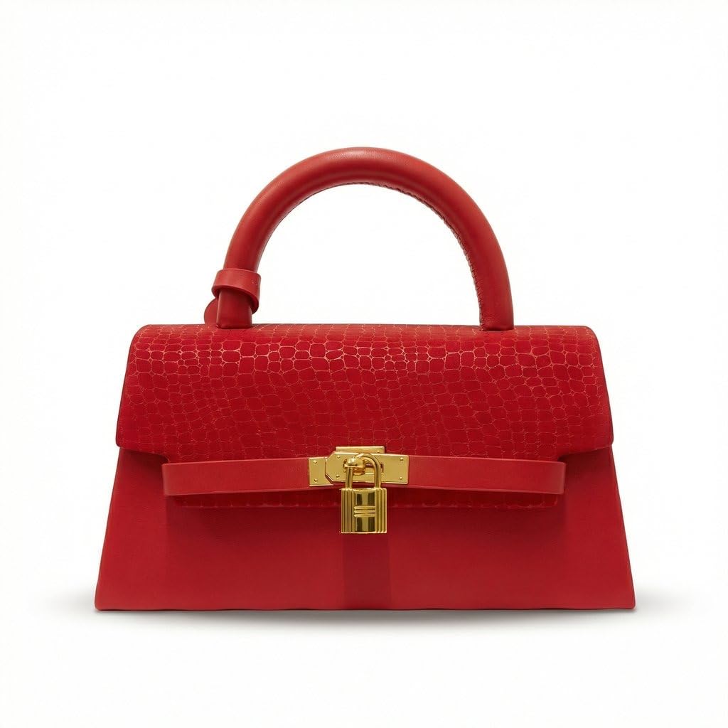 VIBE Embossed Flap Top Handle Handbag for Women with Detachable Sling Strap | Meganic Flap Closure | Gold Lock Pattern | Premium Designer Party & Formal Sling Bag-image-45