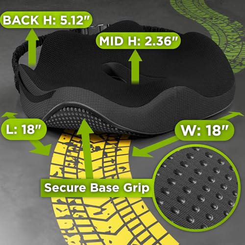 Image of Truckules Medium Big Rig Truck Seat Cushion, Black, Thick Memory Foam