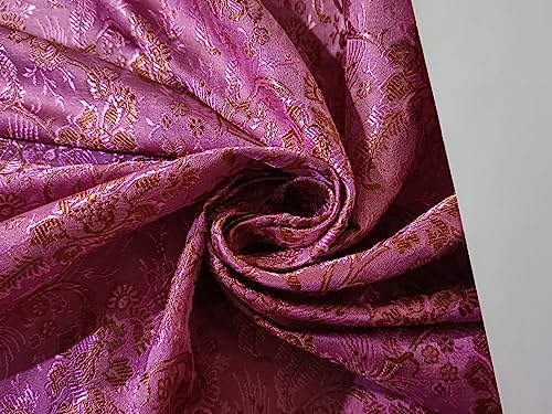 Tissu brocart de soie rose BRO192 de 44" pour robe de soirée chic