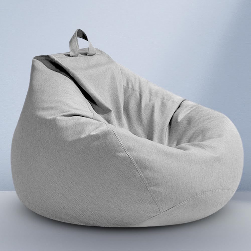Sitzsack XL Hellgrau, Sitzsäcke Tropfenform nur Bezug (ohne Füllung), Bean Bag Chair für Erwachsene Kinder, Gaming Sitzsack für Wohnzimmer Kinderzimmer Sofa Outdoor Deko, 100x120cm