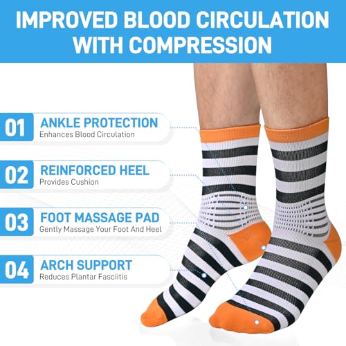 Image of IRAMY Compression Ankle Support Socks Women - Wicking, Cushioned Athletic, Plantar Fasciitis Relief 2 /3 /6 Pairs