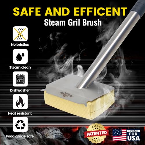 Image of XUDAKAIXIN Grill Brush Bristle Free,BBQ Replaceable Scraper Cleaning Head,Safe Grill Accessories for Cast Iron Grates /Porcelain /Weber Gas /Charcoal Grill,Grill Brush for Outdoor Grill-Yellow
