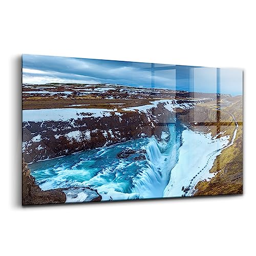 Peinture décoration murale de salon cascade Gullfoss Islande