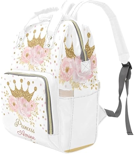 Miniatura 4 de Princesa Crown - Bolsa de pañales personalizada con diseño floral, mochila multifunción para pañales de viaje, unisex, Opción 10, Mochilas Daypack