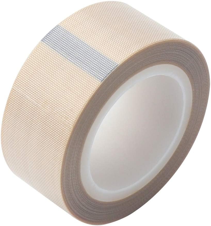 Image of 1Roll 10m Black /White PTFE Teflon Tape Nonstick Tape 500℉ High-Temp Fiberglass Adhesive Tape (White, 1-inch x 33FT)