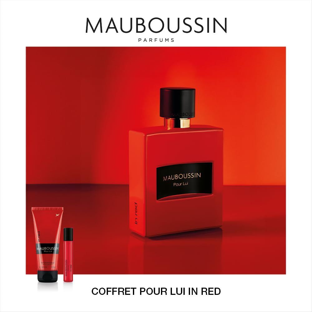 Mauboussin - Coffret Pour Lui In Red : Eau de Parfum 100ml, Gel Douche 90ml & Travel Spray 20ml
