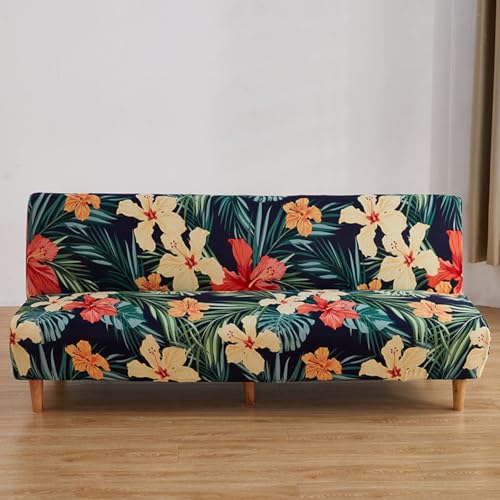 Hixingo 3D Flores Funda de Sofá Sin Brazos, Ajustable Elástica Cubre Sofa Plegable, Protector Decoración Cover, Universal Antideslizante Protector de Muebles (Fleurs Rouges,3 Plazas)