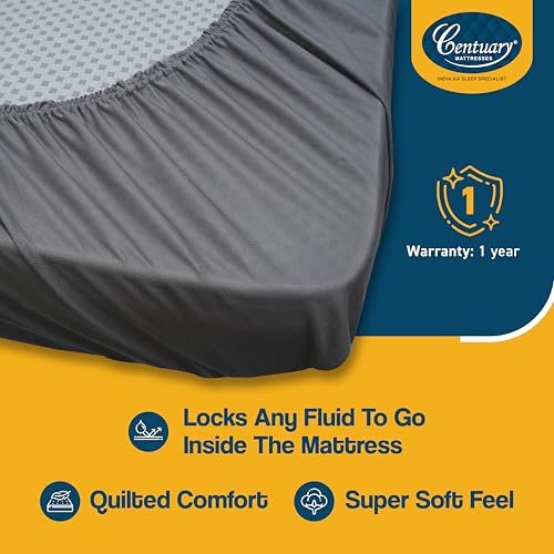 Image of Centuary Mattresses Matt Guard Mattress Protector - 100% Waterproof Shield, Breathable, Washable, Hypoallergenic - Protects Against Bacteria - Stylish, Quilted Comfort, Super Soft Feel (Grey, 72x72)