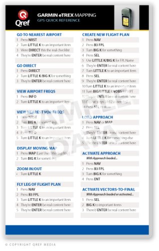 Garmin eTrex Mapping Qref Card Checklist (Qref GPS Quick Reference)      Cards – December 9, 2008