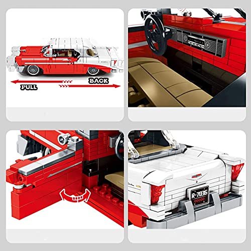 FYHCY Technic Classic Cars Bausatz, Retro-Autospielzeug zum Zurückziehen, Sammlerautomodell, Bausteine kompatibel mit… – Bild 8