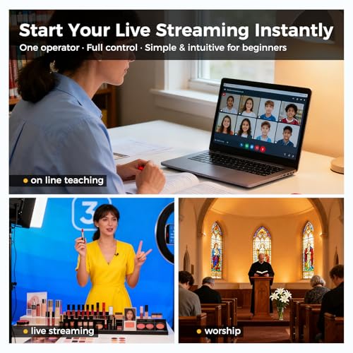 Image of RGBlink Mini Video Mixer Switcher with 4 x HDMI Inputs 2K Input /Output Real Time Live Streaming, Support Output 6 Pictures PVW and PGM, for Facebook, YouTube, Instagram, Tiktok, RTMPS