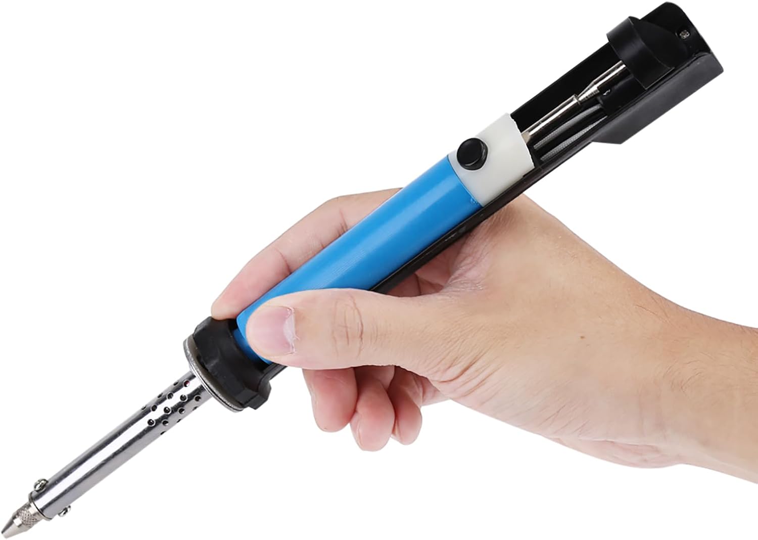 Electric Desoldering Iron Solder Sucker Desoldering Pump, No Clog Aluminum Desoldering Pump with Suction Nozzle for Through Hole Desoldering