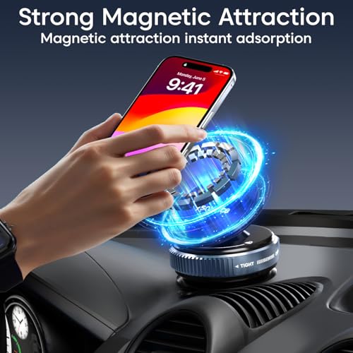 Image of Sounce Smart Magnetic Suction Phone Holder with 360 Adjustable Angle, Strong Vacuum Grip for Car, Gym, Mirror & Makeup Use, Supports MagSafe iPhone and Android Devices 2025