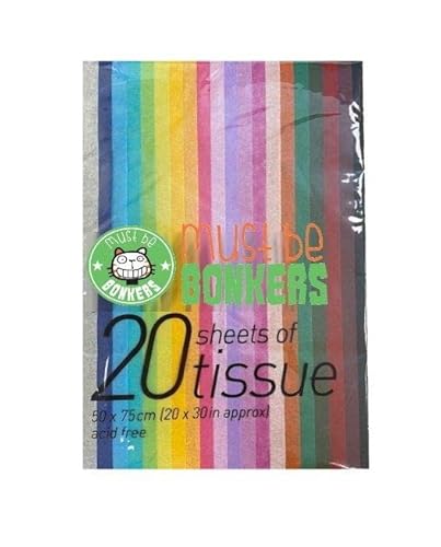 MustBeBonkers Lot de 20 feuilles de papier cadeau de soie - 16 g - Sans acide - 50 x 75 cm (différentes couleurs, 20) Cover