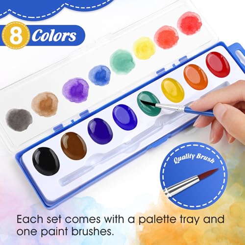 Fumile 8WC-48 Watercolors Paint Set Bulk,48 Pack,8 Washable,Bright Colors With Paintbrush.Watercolors Paint Set Kids For Parties thumb #1