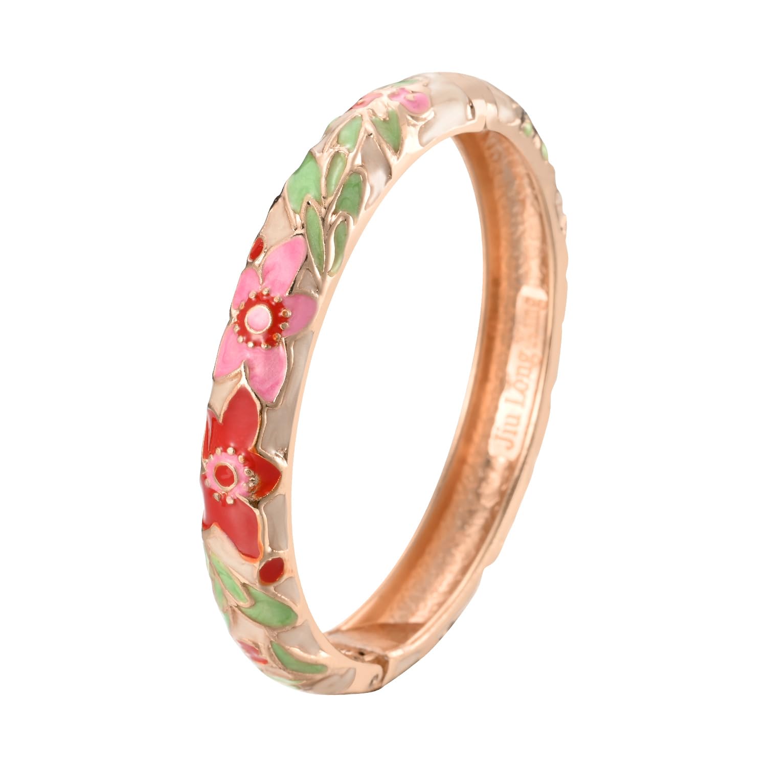 wynameleriWomen's Cloisonne Bangle Colored Crystal Gold Plated Hinge Cuff Bracelet Enamel Jewelry Gift