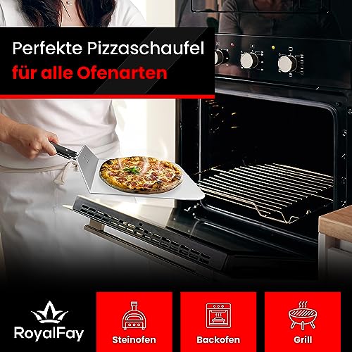 RoyalFay Pizza-Set – Pizzaschieber aus Edelstahl mit klappbarem Griff & Zutatenbehälter Napoli 2er Set mit 8 Einsätzen und 2 Deckeln