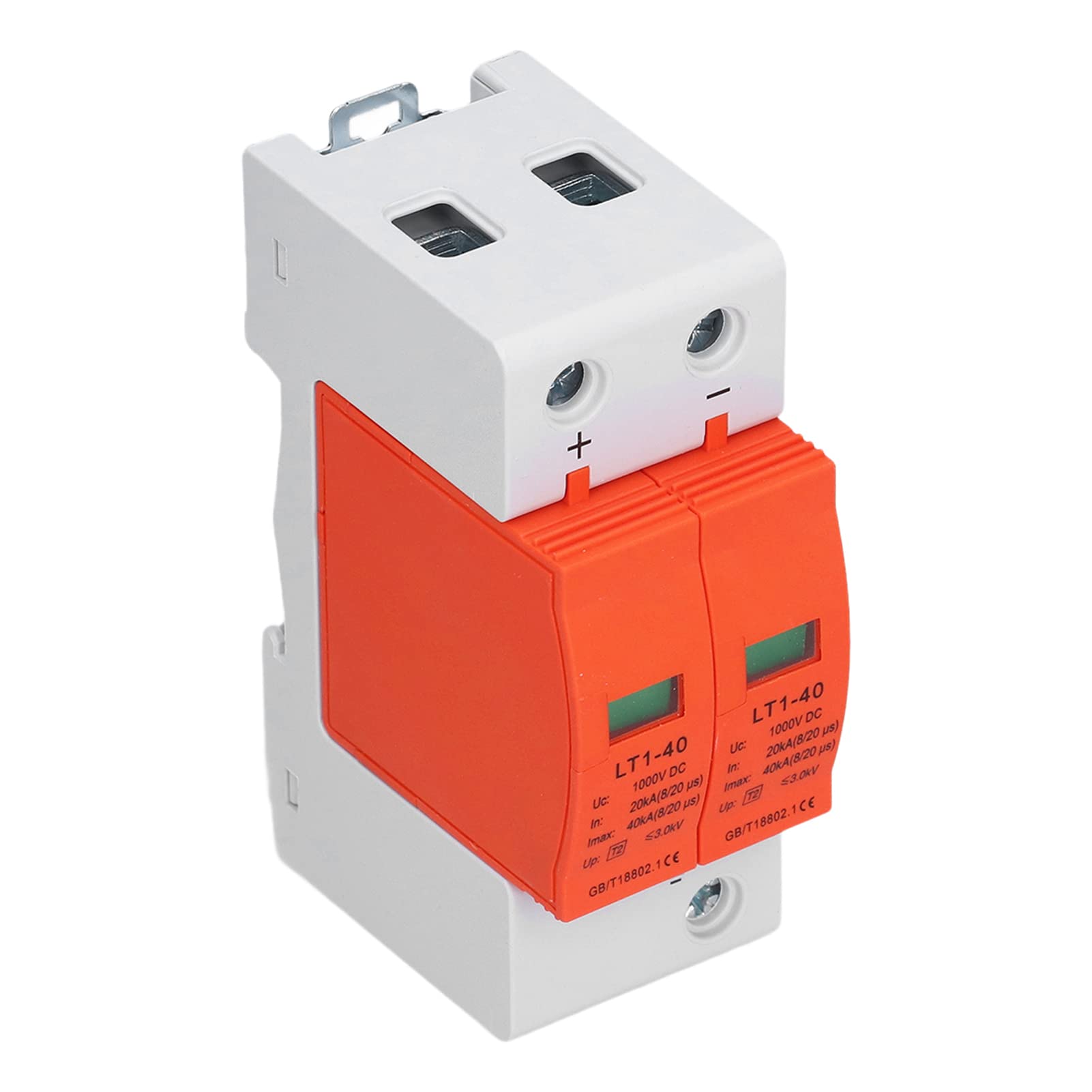 Arrestatore di Sovratensione 2P, Protettore Fotovoltaico DC 1000V 20-40KA LT1-40 - Protezione Affidabile, Installazione Facile su Guida DIN, Ideale per Impianti Fotovoltaici