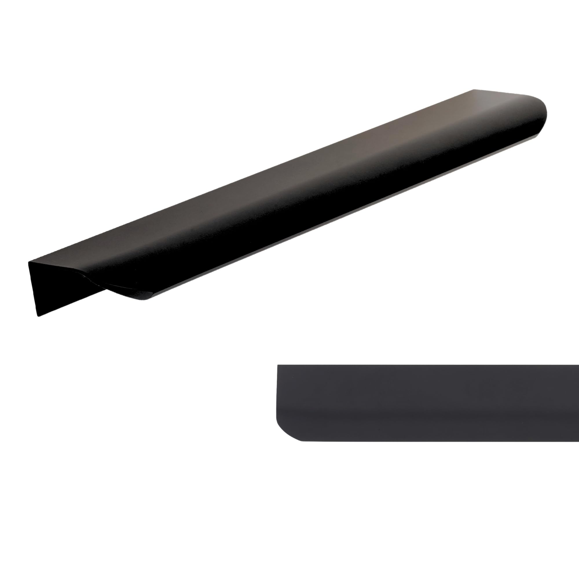 keypak 10 Pack Lip Pull Metal Handles 200mm Matte Black - Contemporary Cabinet & Drawer Pull Handles for Kitchen Cabinets, Wardrobes, Cupboards, Furniture & DIY Renovations